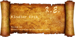 Kindler Erik névjegykártya